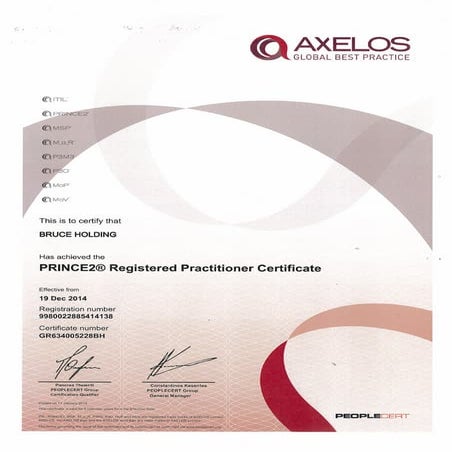PRINCE2 Registered Practitioner Certificate | PDF
