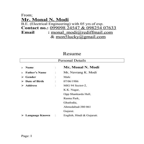 RANJAN RESUME 1 | DOCX