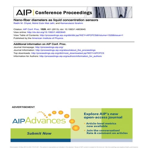 Nano-fiber Diameters as Liquid Concentration Sensors