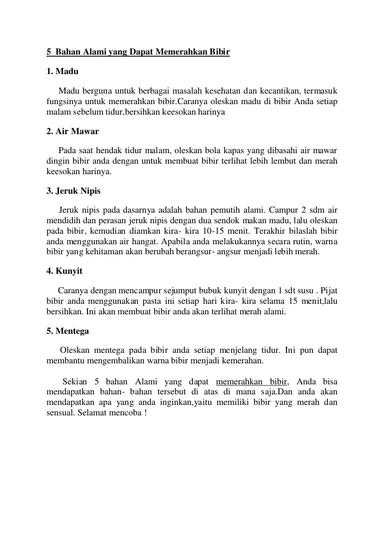 5 Bahan Alami Yang Dapat Memerahkan Bibir