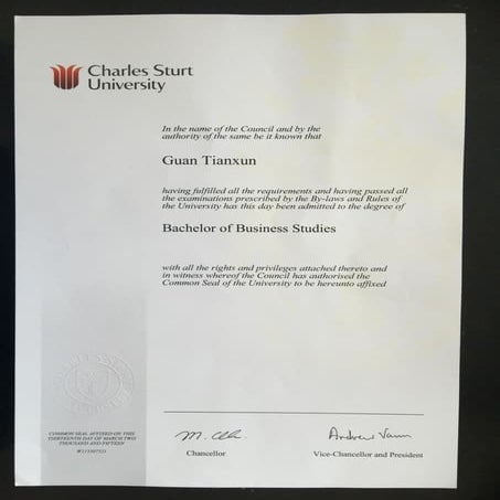 degree certificate(CSU)Australia
