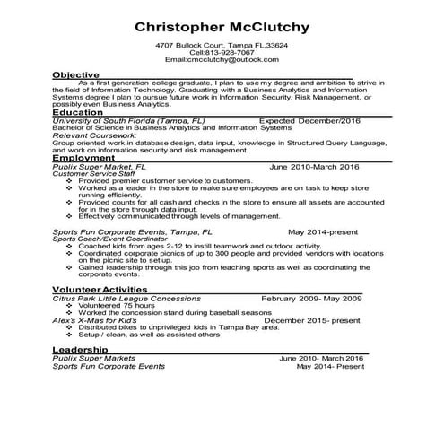Christopher McClutchy resume