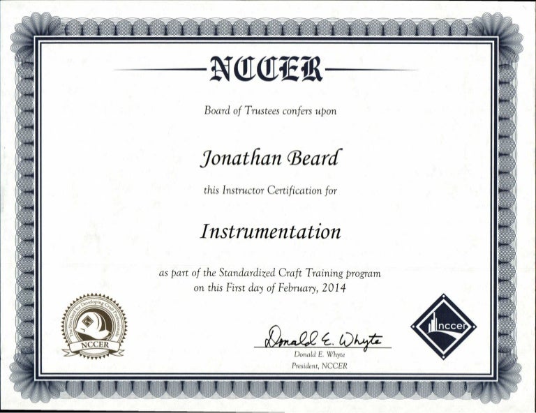 NCCER Instrumentation Instructor Certification
