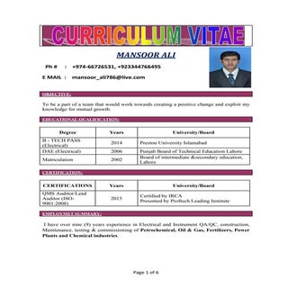 MANSOOR_ALI_CV -QA QC