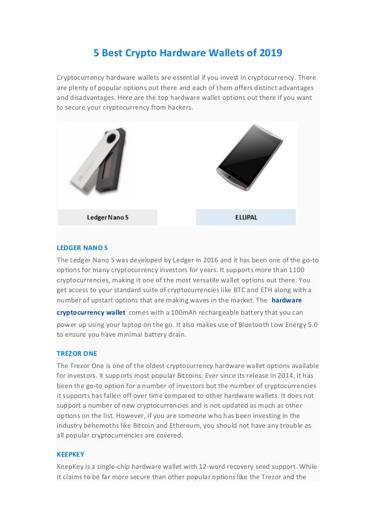 top 5 cryptocurrency hardware wallet