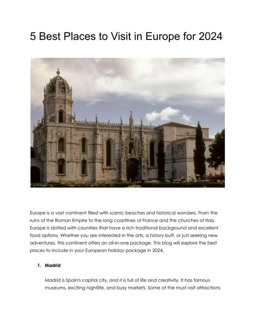 5 Best Places To Visit In Europe For 2024 Pdf 5 Best Places To Visit In Europe For 2024 Pdf