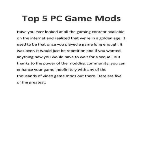 Top 5 PC Game Mods