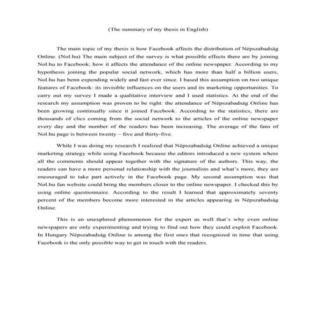 The summary of my thesis