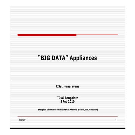 Big data appliances for BI on Cloud