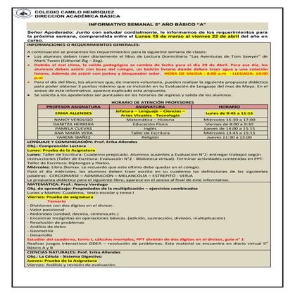 5° básico a  semana 18 al  22 abril