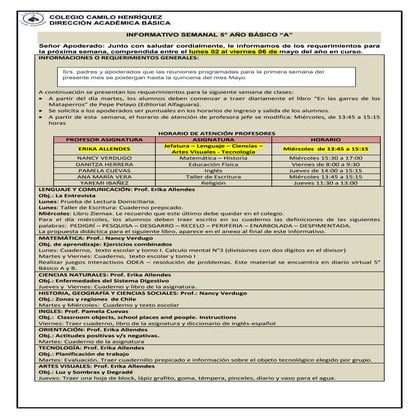 5° básico a  semana 2 al  5 mayo