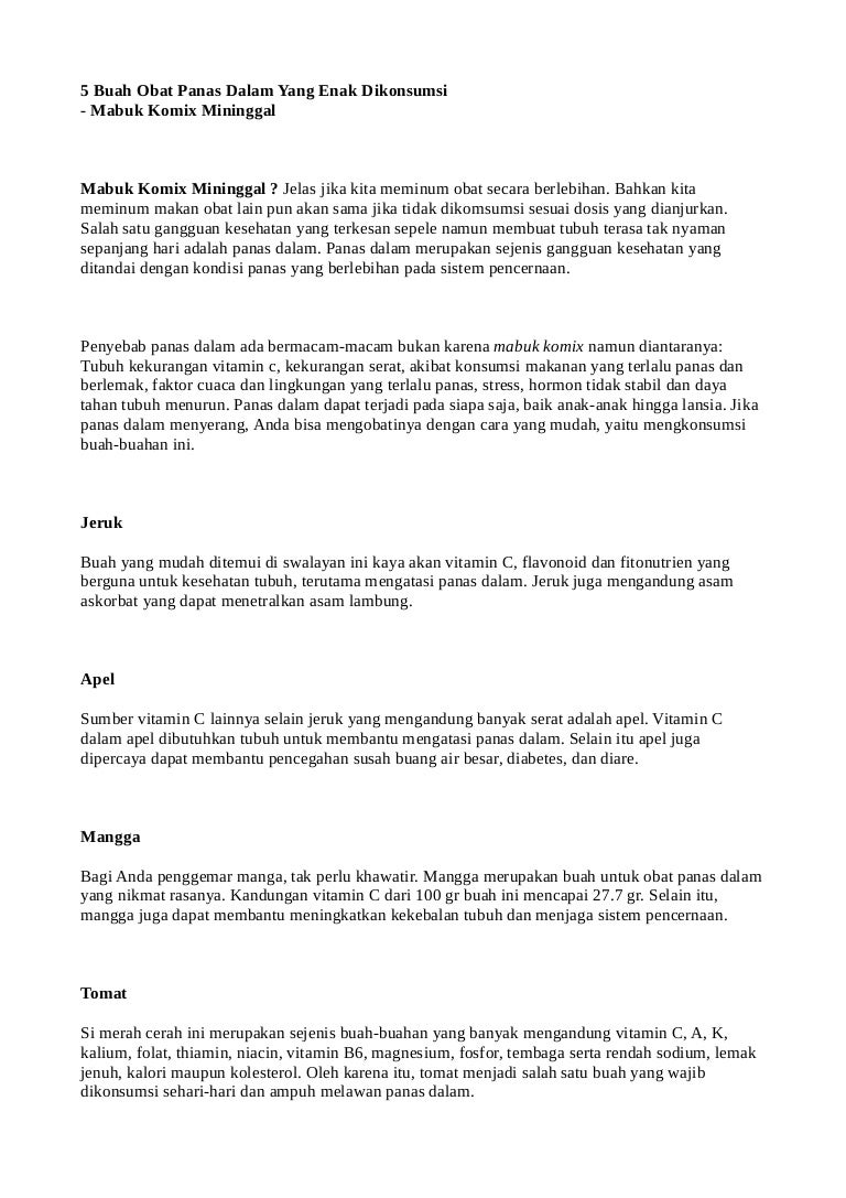 5 Buah Obat Panas Dalam Yang Enak Dikonsumsi