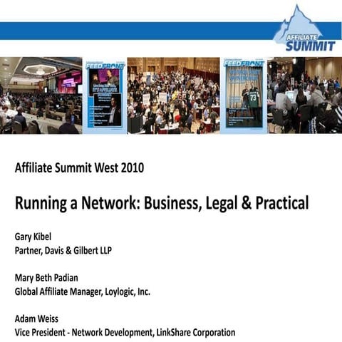 Running a Network: Business, Legal & Practical