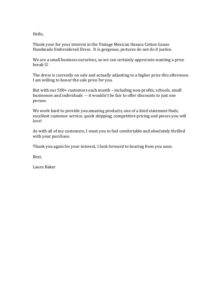 No Discount Template Letter