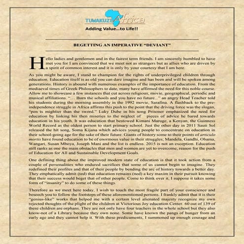BEGETTING THE IMPARATIVE DEVIANT - TUWAKUZE AFRICA | PDF