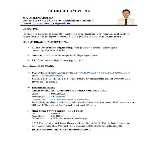 Imran Resume HVAC Engineer
