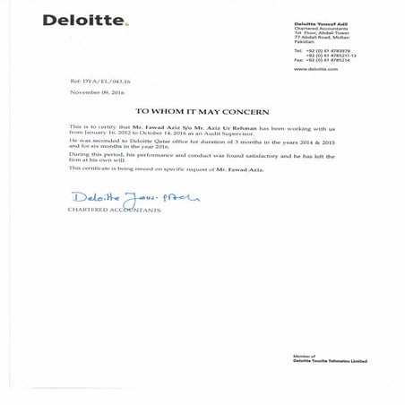 Experience Letter Deloitte