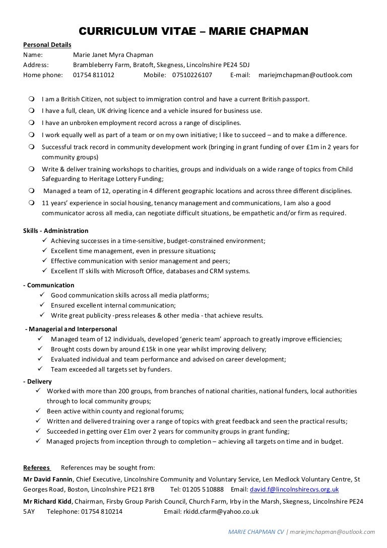 Curriculum vitae format image