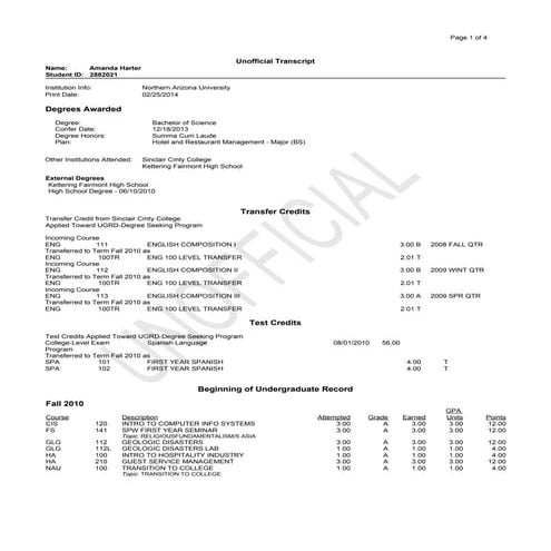 Amanda Harter NAU transcript unofficial