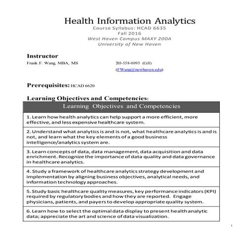 Health Information Analytics Courseware | DOCX