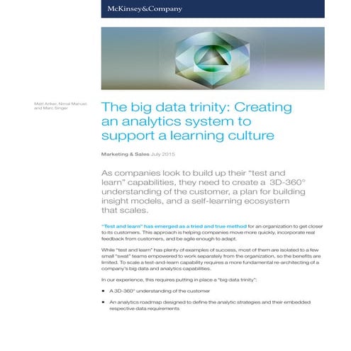 McKinsey Big Data Trinity for self-learning culture