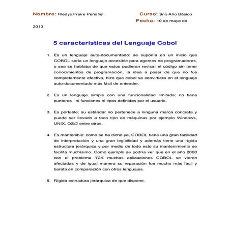 5 características del lenguaje cobol