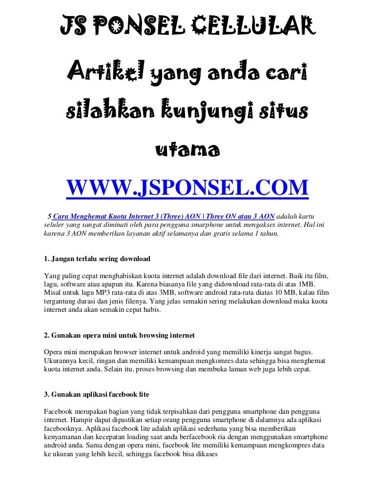 5 Cara Menghemat Kuota Internet 3 Three Aon