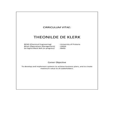 Theonilde de Klerk CV