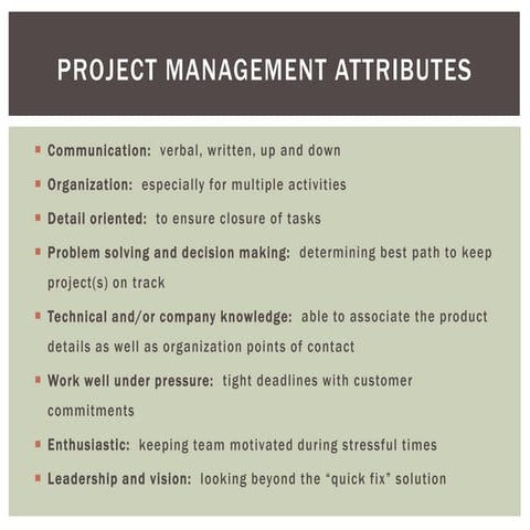 Project management attributes