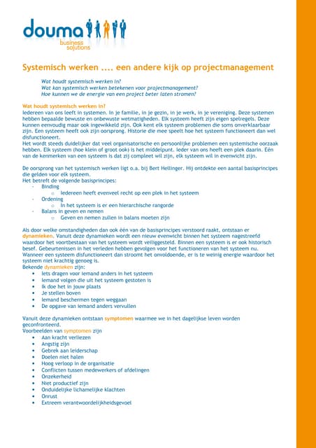 Projectmanagement en systemisch werken