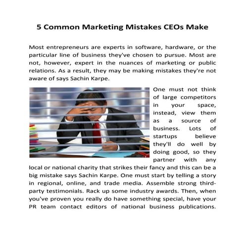 5 Common Marketing Mistakes CEOs Make