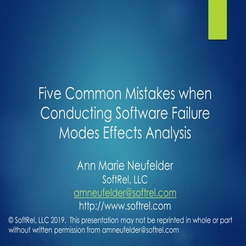 Five Common Mistakes made when Conducting a Software FMECA