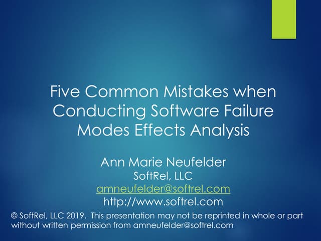 Five Common Mistakes made when Conducting a Software FMECA
