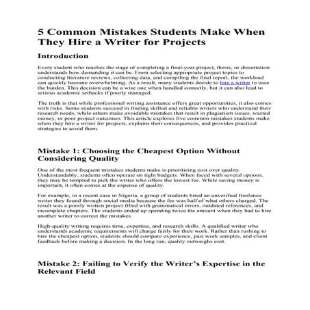 5 Common Mistakes Students Make When They Hire a Writer for Projects.docx