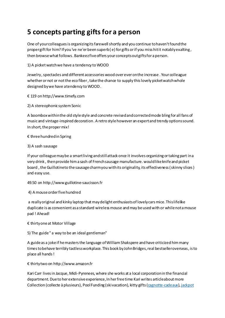 5 concepts parting gifts for a person