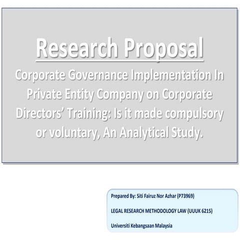 Legal Research Proposal on corporate governance on directors' training.final ...