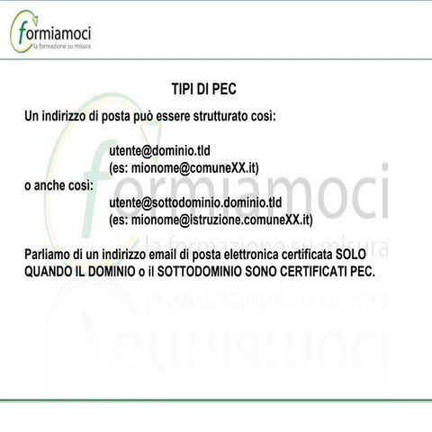 5 corso pec  tipi di pec e definizioni