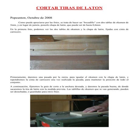 Cortar tiras de laton