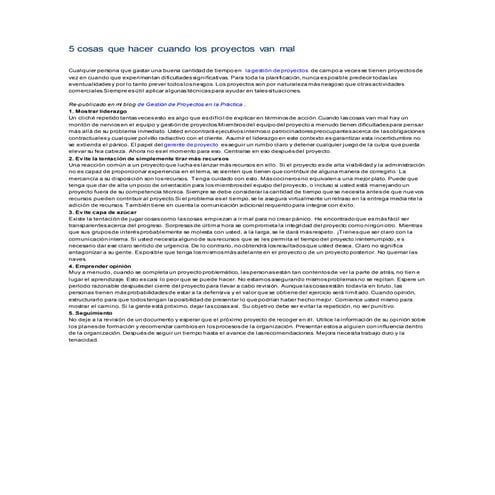 5 cosas que hacer cuando los proyectos van mal