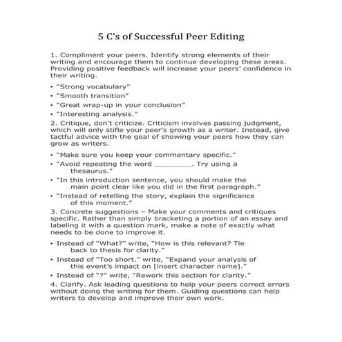 5 c’s of successful peer editing