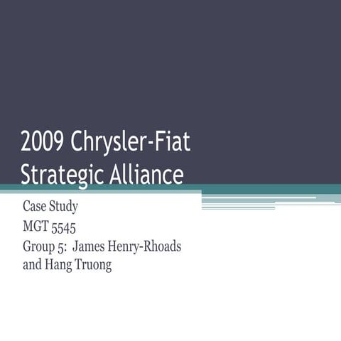 2009 Chrysler-Fiat Strategic Alliance