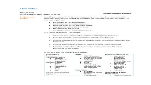 Mike Miller Resume 2016 - Ver 2