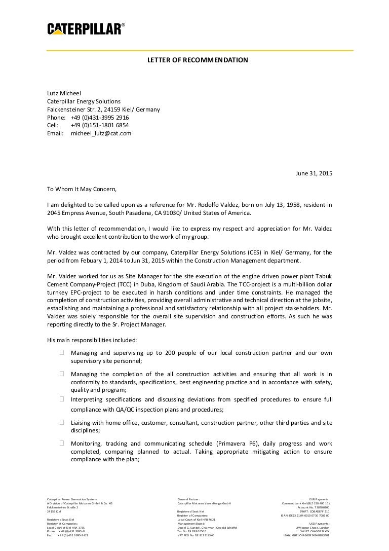 1 1 Rudy Valdez Letter Of Recommendation From Tge Client Caterpillar