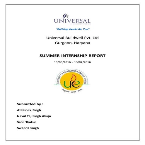 AN INTERNSHIP  REPORT  ON  RESIDENTIAL  BUILDING  CONSTRUCTION