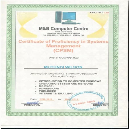 Computer Certificate | PDF