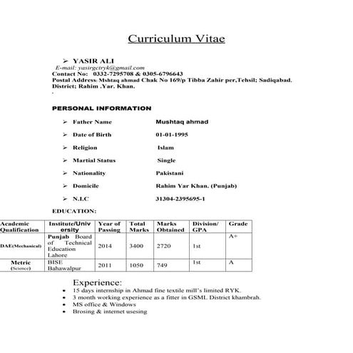 Mohsin Raza CV | DOC