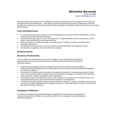 Michelle Bennett Resume