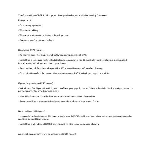 La formation de DEP en soutien informatique | DOCX