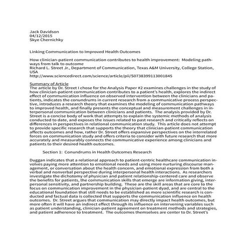 Interpersonal Communication Impact on Health Outcomes