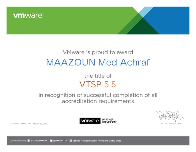 certificate VTSP